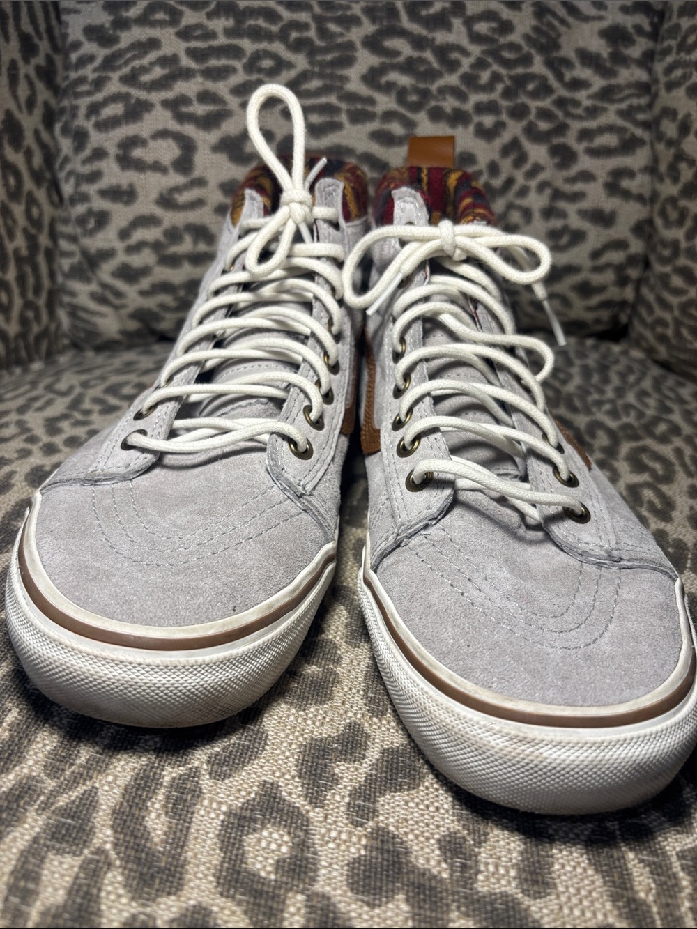 Vans sk8 MTE Scotchbrite light grey suede high top sneaker Aztec fabric accent - Picture 4 of 14